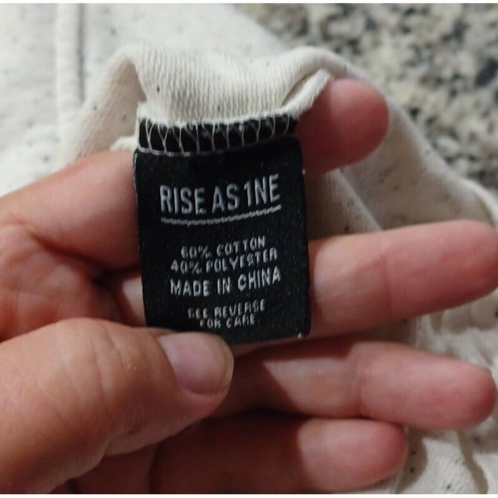 RISE AS 1NE Sz L Speckled Sweatshirt 1/4 Zip Up Hoodie Zip Pouch Double Pockets - Picture 15 of 16